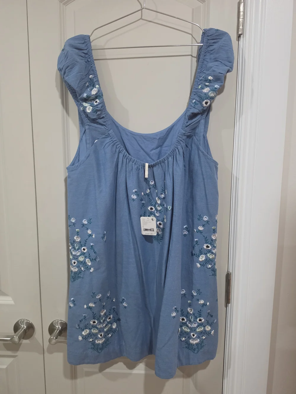 Free People Blue Embroidered Mini Dress